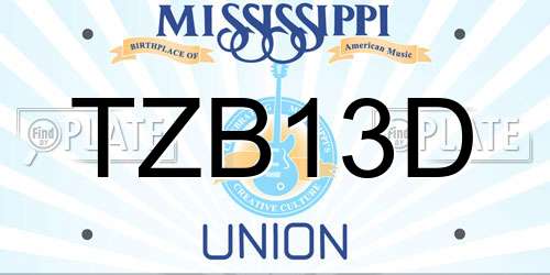 TZB13D Mississippi License Plate