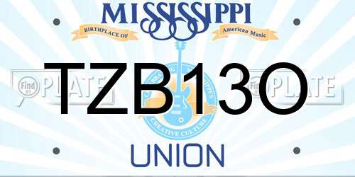 TZB13O Mississippi License Plate
