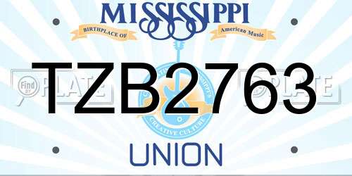 TZB2763 Mississippi License Plate