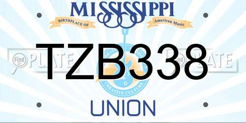 TZB338 Mississippi License Plate