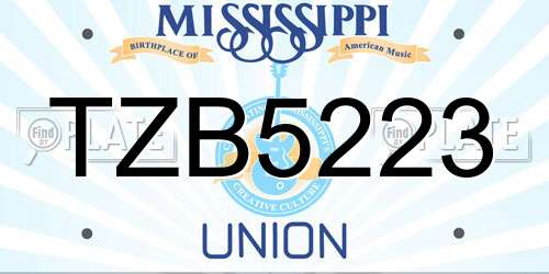 TZB5223 Mississippi License Plate