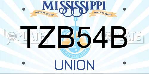 TZB54B Mississippi License Plate
