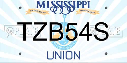 TZB54S Mississippi License Plate