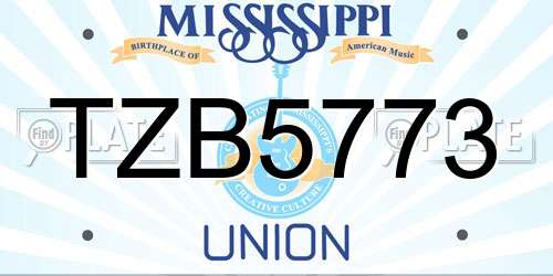 TZB5773 Mississippi License Plate
