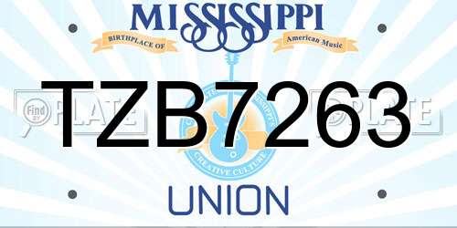 TZB7263 Mississippi License Plate