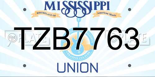 TZB7763 Mississippi License Plate