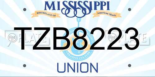 TZB8223 Mississippi License Plate