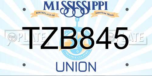 TZB845 Mississippi License Plate