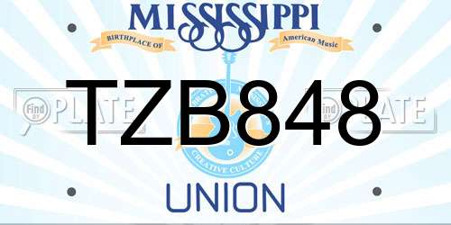 TZB848 Mississippi License Plate