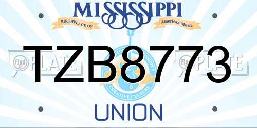 TZB8773 Mississippi License Plate