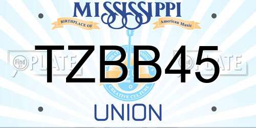 TZBB45 Mississippi License Plate