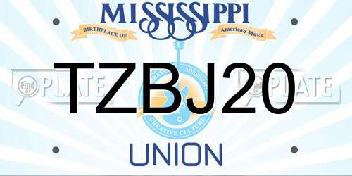 TZBJ20 Mississippi License Plate