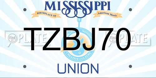 TZBJ70 Mississippi License Plate