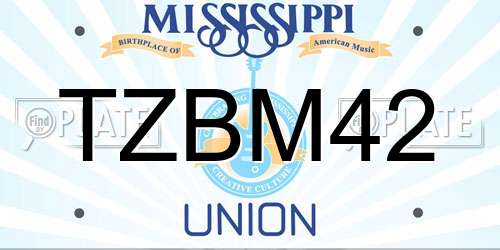 TZBM42 Mississippi License Plate