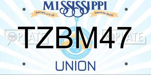 TZBM47 Mississippi License Plate