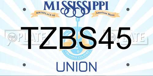 TZBS45 Mississippi License Plate