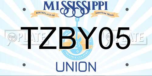TZBY05 Mississippi License Plate