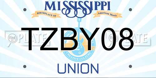 TZBY08 Mississippi License Plate