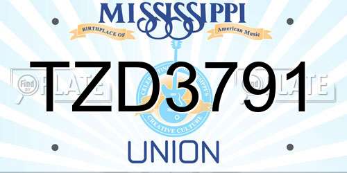 TZD3791 Mississippi License Plate