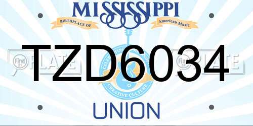 TZD6034 Mississippi License Plate