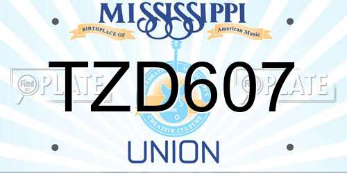TZD607 Mississippi License Plate