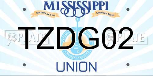 TZDG02 Mississippi License Plate