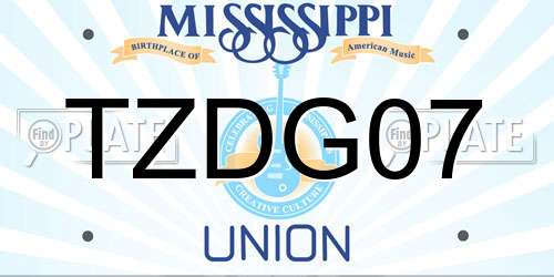 TZDG07 Mississippi License Plate