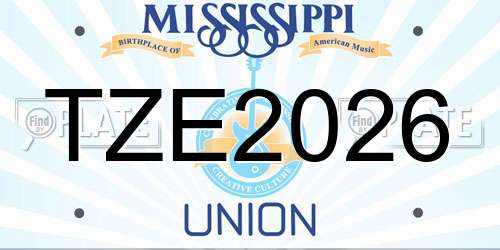 TZE2026 Mississippi License Plate