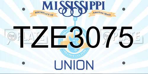TZE3075 Mississippi License Plate