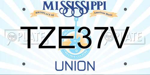 TZE37V Mississippi License Plate