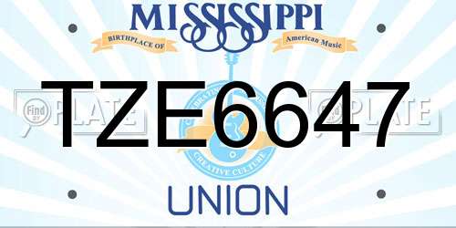 TZE6647 Mississippi License Plate