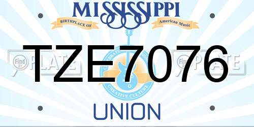 TZE7076 Mississippi License Plate