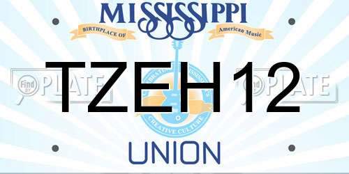 TZEH12 Mississippi License Plate