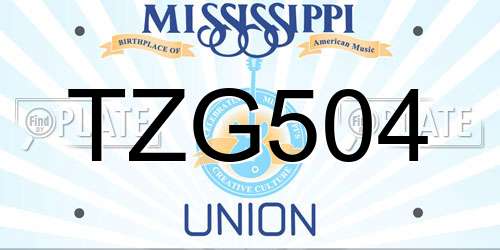 TZG504 Mississippi License Plate