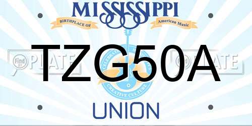 TZG50A Mississippi License Plate
