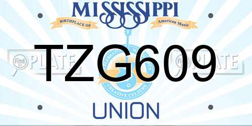 TZG609 Mississippi License Plate