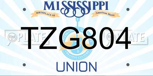 TZG804 Mississippi License Plate