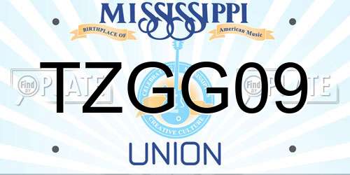 TZGG09 Mississippi License Plate