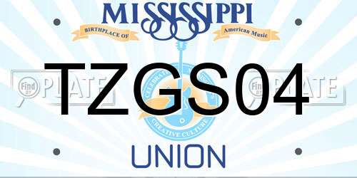 TZGS04 Mississippi License Plate