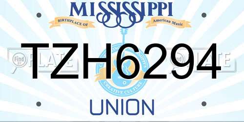 TZH6294 Mississippi License Plate