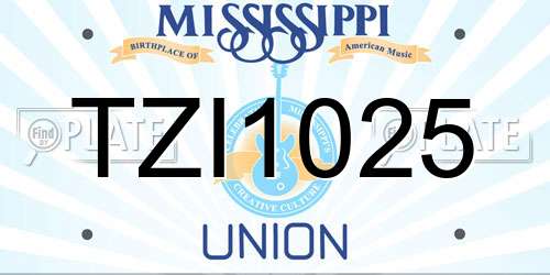 TZI1025 Mississippi License Plate