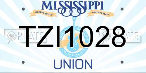 TZI1028 Mississippi License Plate