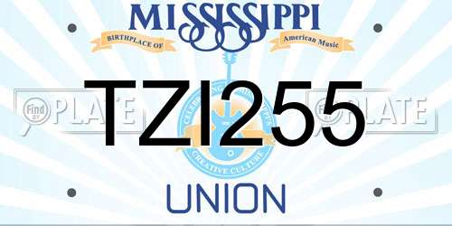 TZI255 Mississippi License Plate