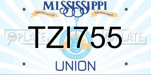 TZI755 Mississippi License Plate