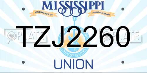 TZJ2260 Mississippi License Plate