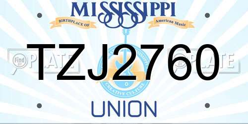 TZJ2760 Mississippi License Plate