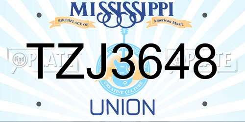 TZJ3648 Mississippi License Plate