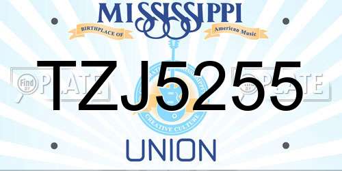 TZJ5255 Mississippi License Plate