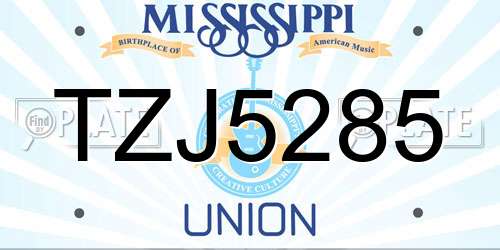TZJ5285 Mississippi License Plate