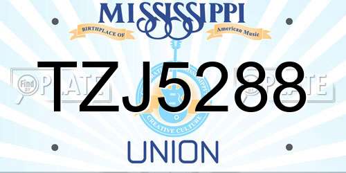 TZJ5288 Mississippi License Plate